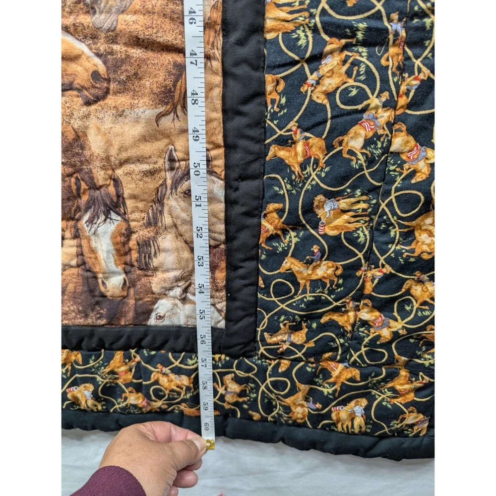 Handmade Wild Horse Patchwork Quilt Western Equestrian Wall Hanging Throw 60x38